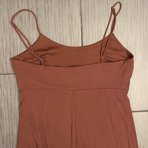 Wild Fable Dark Brown Ribbed Maxi Dress Size Small NWT Slit Straps - Picture 7 of 7